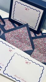 Kit Cartões Retangulares London Blooms Azul Marinho
