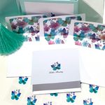 Kit Cartões Borboletas aquarela + Envelopes com Forro + Adesivos + Caixa Personalizada
