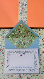 Kit Cartões Retangulares London Blooms Azul bebê