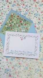 Kit Cartões Retangulares London Blooms Azul bebê