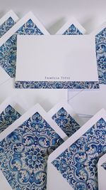 Kit cartões Dolce Azul  + envelopes + adesivos