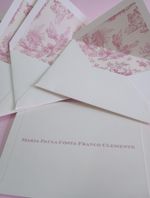 Kit Cartões + Envelopes com Forro Toile Rosa + Caixa