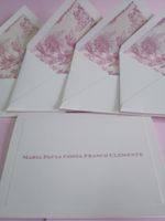 Kit Cartões + Envelopes com Forro Toile Rosa + Caixa