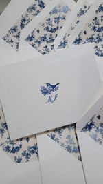 Kit Retangular Floral Pássaro Azul