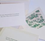 Kit Cartões + Envelopes com Forro Toile Verde + Caixa