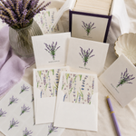 Kit Cartões Lavanda MP + Envelopes com Forro + Adesivos + Caixa Personalizada
