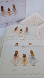 Kit Cartões Irmãs + Envelopes com forro + Adesivos + Tags