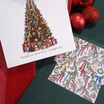 Kit Cartões de Natal Árvore com Laços coloridos