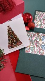 Kit Cartões de Natal Árvore com Laços coloridos