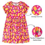 Vestido Infantil Menina Tamanhos 4, 6, 8 e 10  Tecido Leve Colorido e com Estampa de Frutas - Confortável e Divertido