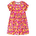 Vestido Infantil Menina Tamanhos 4, 6, 8 e 10  Tecido Leve Colorido e com Estampa de Frutas - Confortável e Divertido