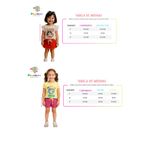 Conjunto Bebê Menina 2 Peças Blusa de Cotton e Short Canelado Sublimado Com Estampas de Morango Tamanhos 1,2,3 Colorido