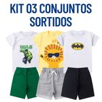 Kit sortido infantil menino 6 peças  Tamanhos 1, 2, 3, 4, 6, 8 e 10 Com estampas coloridas e variadas