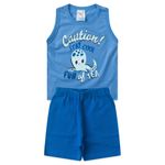 Conjuntinho Infantil Menino 2 Peça Regata Meia Malha + Bermuda Moletinho Com Bolso Polvinho Tamanhos P, M, G