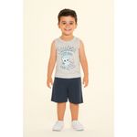 Conjuntinho Infantil Menino 2 Peça Regata Meia Malha + Bermuda Moletinho Com Bolso Polvinho Tamanhos P, M, G