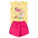 Conjunto Bebê Menina Tamanhos P, M, G Colorido 2 Peças Blusa de Cotton e Short Cotton