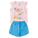 Conjunto Bebê Menina Tamanhos P, M, G Colorido 2 Peças Blusa de Cotton e Short Cotton