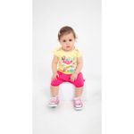 Conjunto Bebê Menina Tamanhos P, M, G Colorido 2 Peças Blusa de Cotton e Short Cotton