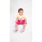Conjunto Infantil Bebê Menina 2 Peças Blusa de Cotton Estampa de Bichinho e Short Estampa Funny Tamanhos 1,2,3 Anos