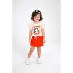 Conjunto Infantil Feminino – Blusa Manga Curta e Short Saia Moletinho – Para Bebê (1 a 3 anos)