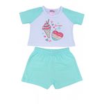 Conjunto Infantil Menina 2 Peças Cropped Em Meia Malha E Short Moletinho Tamanhos 1,2,3 Anos