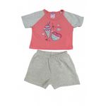 Conjunto Infantil Menina 2 Peças Cropped Em Meia Malha E Short Moletinho Tamanhos 1,2,3 Anos