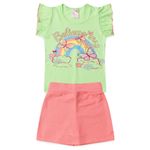 Conjunto Infantil Menina Tamanho 4,6,8 Anos - Blusa Meia Malha E Shorts Saia Moletinho