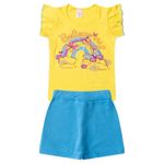 Conjunto Infantil Menina Tamanho 4,6,8 Anos - Blusa Meia Malha E Shorts Saia Moletinho