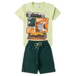 Conjunto Infantil Menino 2 Peças Blusa Meia Malha E Shorts Moletinho Aventura na Selva Tamanhos 4, 6, 8 anos