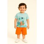 Conjunto Infantil Menino 2 Peças Camiseta  Em meia Malha E Bermuda Moletinho. Estilo & Conforto Tamanhos 1, 2, 3