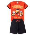 Conjunto Infantil Menino 2 Peças Camiseta Em Meia Malha E Bermuda Moletinho Hora do esporte Tamanhos 4, 6, 8 Anos