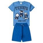 Conjunto Infantil Menino 2 Peças Camiseta Em Meia Malha E Bermuda Moletinho Hora do esporte Tamanhos 4, 6, 8 Anos