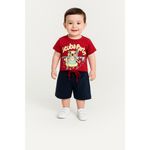 Conjunto Infantil Menino 2 Peças Camiseta em Meia Malha E Bermuda Moletinho Tamanhos 1, 2, 3 Anos