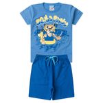 Conjunto Infantil Menino 2 Peças Camiseta em Meia Malha E Bermuda Moletinho Tamanhos 1, 2, 3 Anos