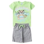 Conjunto Infantil Menino 2 Peças Camiseta em Meia Malha E Bermuda Moletinho Tamanhos 1, 2, 3 Anos
