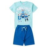 Conjunto Infantil Menino 2 Peças Camiseta Em Meia Malha E Bermuda Moletinho Tamanhos 4, 6, 8