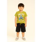 Conjunto Infantil Menino 2 Peças Camiseta Em Meia Malha E Bermuda Moletinho Tamanhos 4, 6, 8