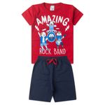 Conjunto Infantil Menino 2 Peças Camiseta Em Meia Malha E Bermuda Moletinho Tamanhos 4, 6, 8