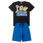 Conjunto Infantil Menino 2 Peças Camiseta Em Meia Malha E Bermuda Moletinho- Tamanhos 4,6,8 Anos
