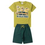 Conjunto Infantil Menino 2 Peças Camiseta Em Meia Malha E Bermuda Moletinho- Tamanhos 4,6,8 Anos