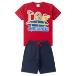 Conjunto Infantil Menino 2 Peças Camiseta Em Meia Malha E Bermuda Moletinho- Tamanhos 4,6,8 Anos