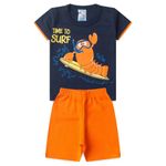 Conjunto Infantil Menino 2 Peças Camiseta Meia Malha  E Bermuda Moletinho Tamanhos 1, 2, 3 Anos