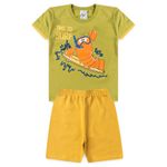 Conjunto Infantil Menino 2 Peças Camiseta Meia Malha  E Bermuda Moletinho Tamanhos 1, 2, 3 Anos