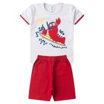 Conjunto Infantil Menino 2 Peças Camiseta Meia Malha  E Bermuda Moletinho Tamanhos 1, 2, 3 Anos