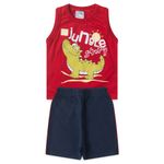 Conjunto Infantil Menino 2 Peças Regata Em Meia Malha E Bermuda Moletinho Tamanhos P, M, G