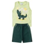 Conjunto Infantil Menino 2 Peças Regata Em Meia Malha E Bermuda Moletinho Tamanhos P, M, G