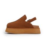 Sandália Mule Clog Plataforma Camoscio Camel