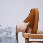 Sandália Mule Clog Plataforma Camoscio Camel