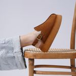 Sandália Mule Clog Plataforma Camoscio Camel