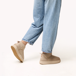 Bota Plataforma Luna Camurça Crochê